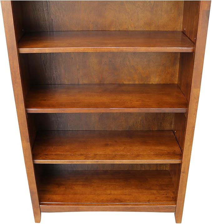 Solid Wood Bookcase 48" High, Adjustable Shelves, Parawood Construction