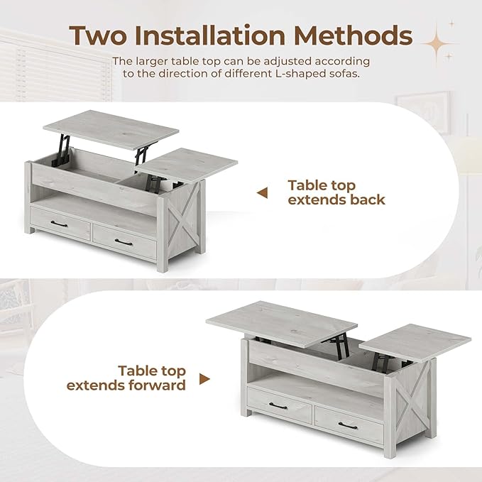 Seventable Coffee Table, 39.3" Lift Top Coffee Table