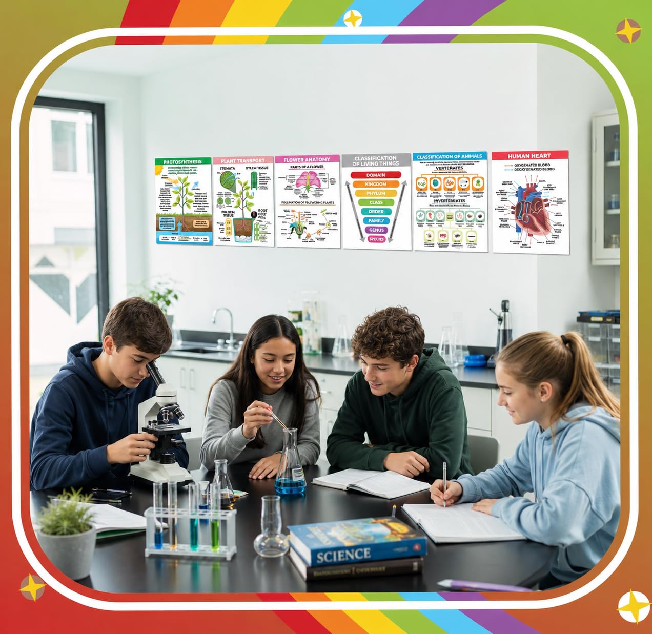 Sproutbrite 8 Pack 12” x 16” Educational Plant Cells & Human Body Science Posters for Classroom - Biology & Life Science Charts and Wall Decor for Pre, Elementary, Middle & Homeschool - Covers Essential Biology, Human Anatomy, and Life Science Topics