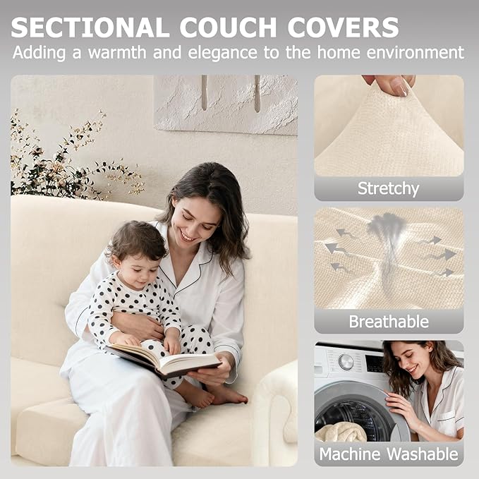 Arfntevss Velvet Sectional Couch Covers L Shape Couch Cushion Covers Slipcovers