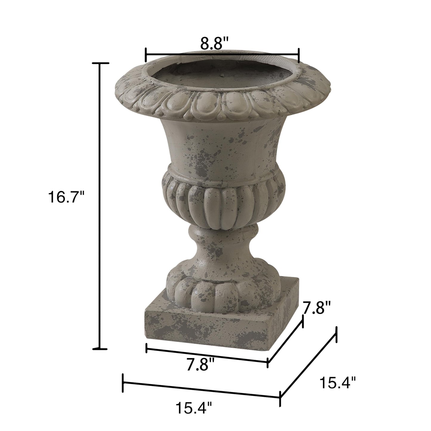 SOFE Rustic Grey Outdoor Urn Planter 16 Inches Tall, Resin Planter Pot Retro Pedestal Planters for Outdoor Plants, Farmhouse Front Porch Planters, Flower Pots for Patios