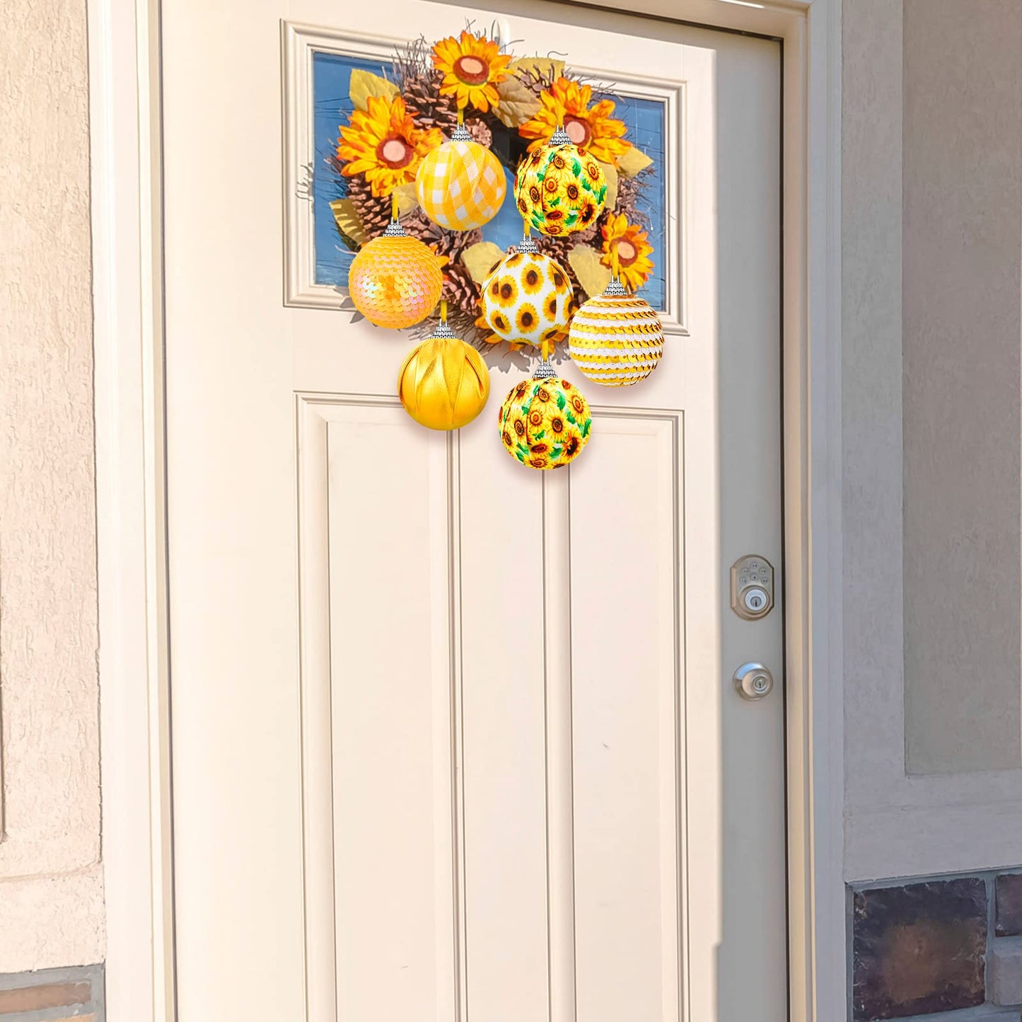 Yuxung 12 Pcs Summer Sunflower Ball Tree Ornaments Sunflower Ball Hanging Ornaments Yellow Honeycomb Balls Tree Decoration for Summer Holiday Theme Birthday Party Favor Supplies