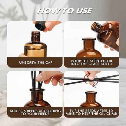 Reed Diffuser Set, 8.12 fl.oz Vanilla Oil Diffuser with 10 Sticks, Home Fragrance Reed Diffuser for Bathroom Shelf Decor & Air Fresheners, Up to 120 Days, 2 Pack