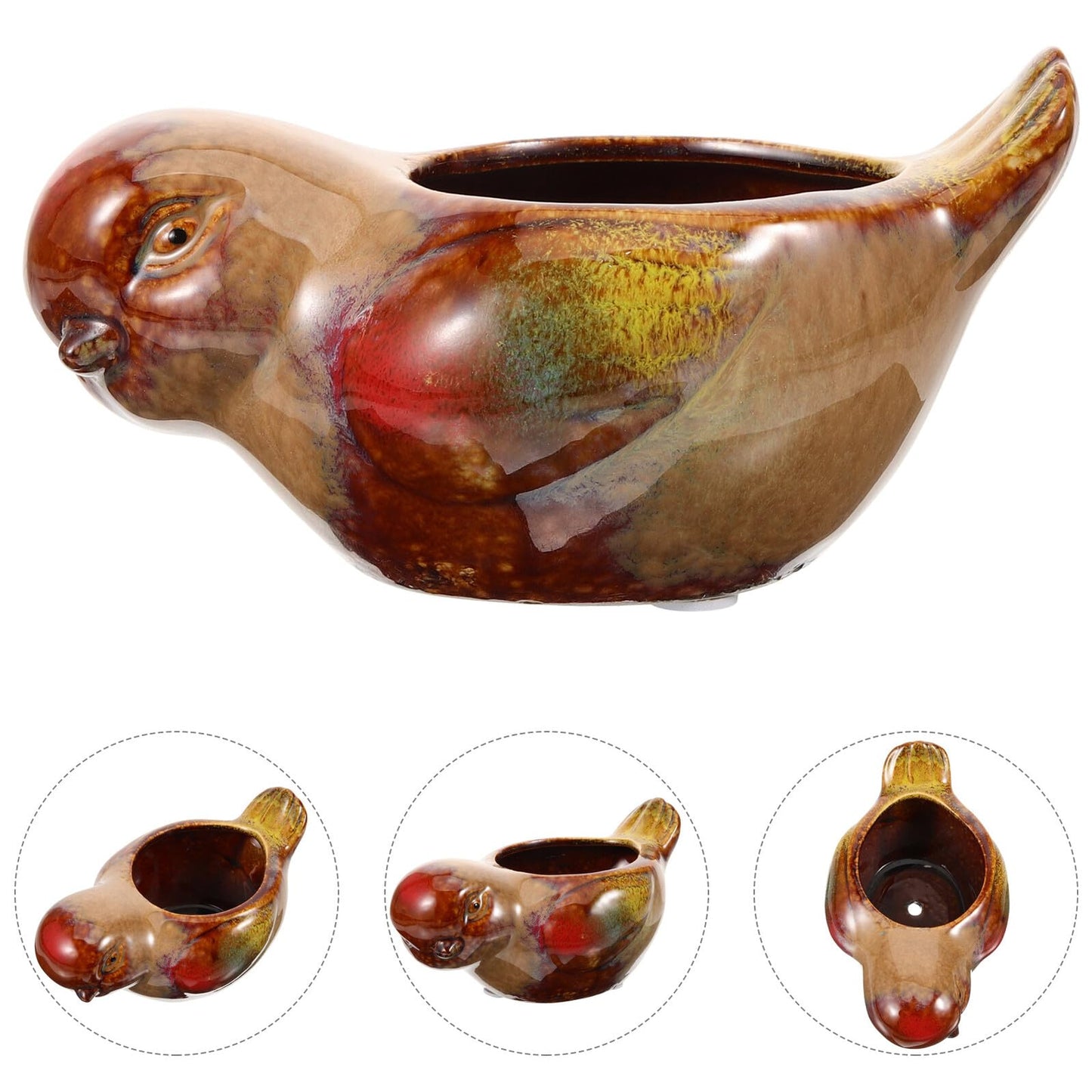 Angoily Ceramic Succulent Pot Bird Shaped Planter for Indoor Plants Small Clay Flowerpot for Home Desk Garden Decorative Plant Container