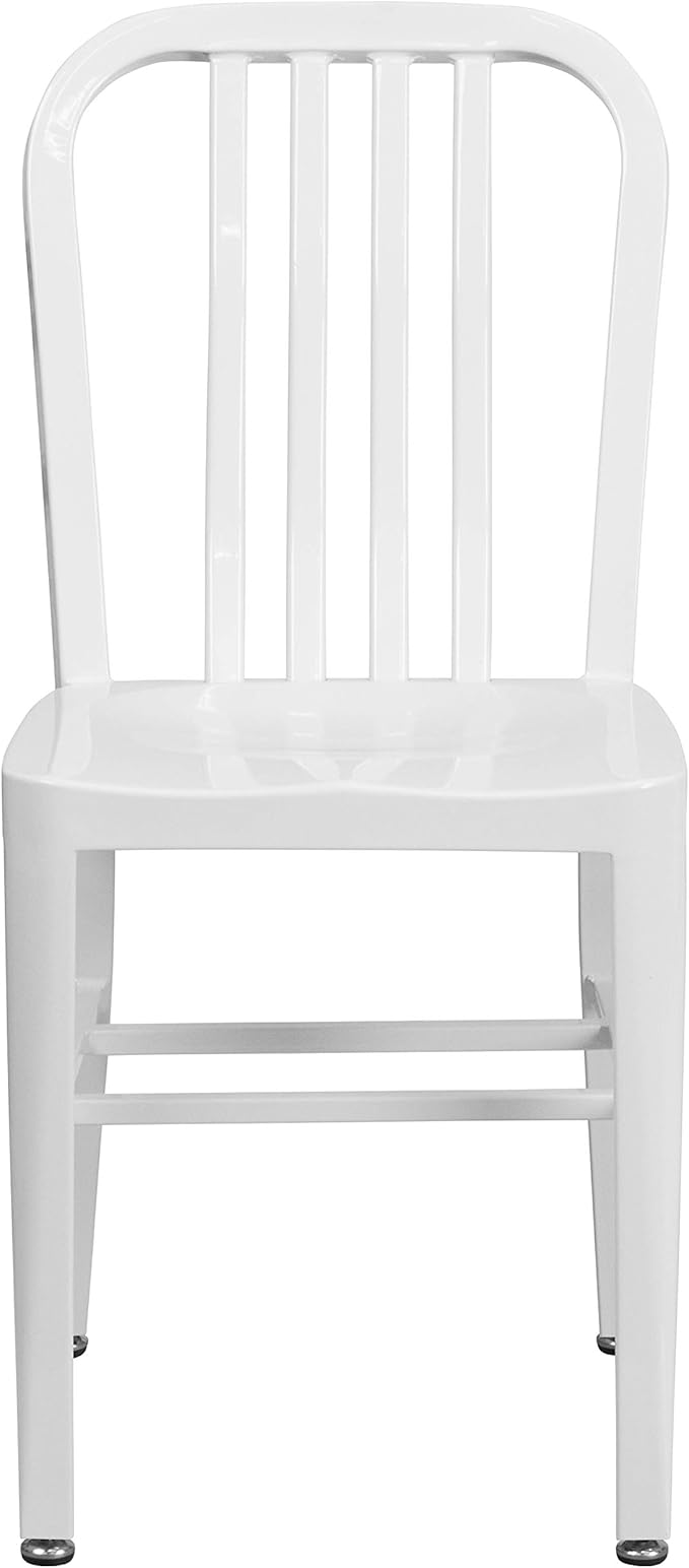 Flash Furniture Gael Commercial Grade 2 Pack White Metal Indoor-Outdoor Chair