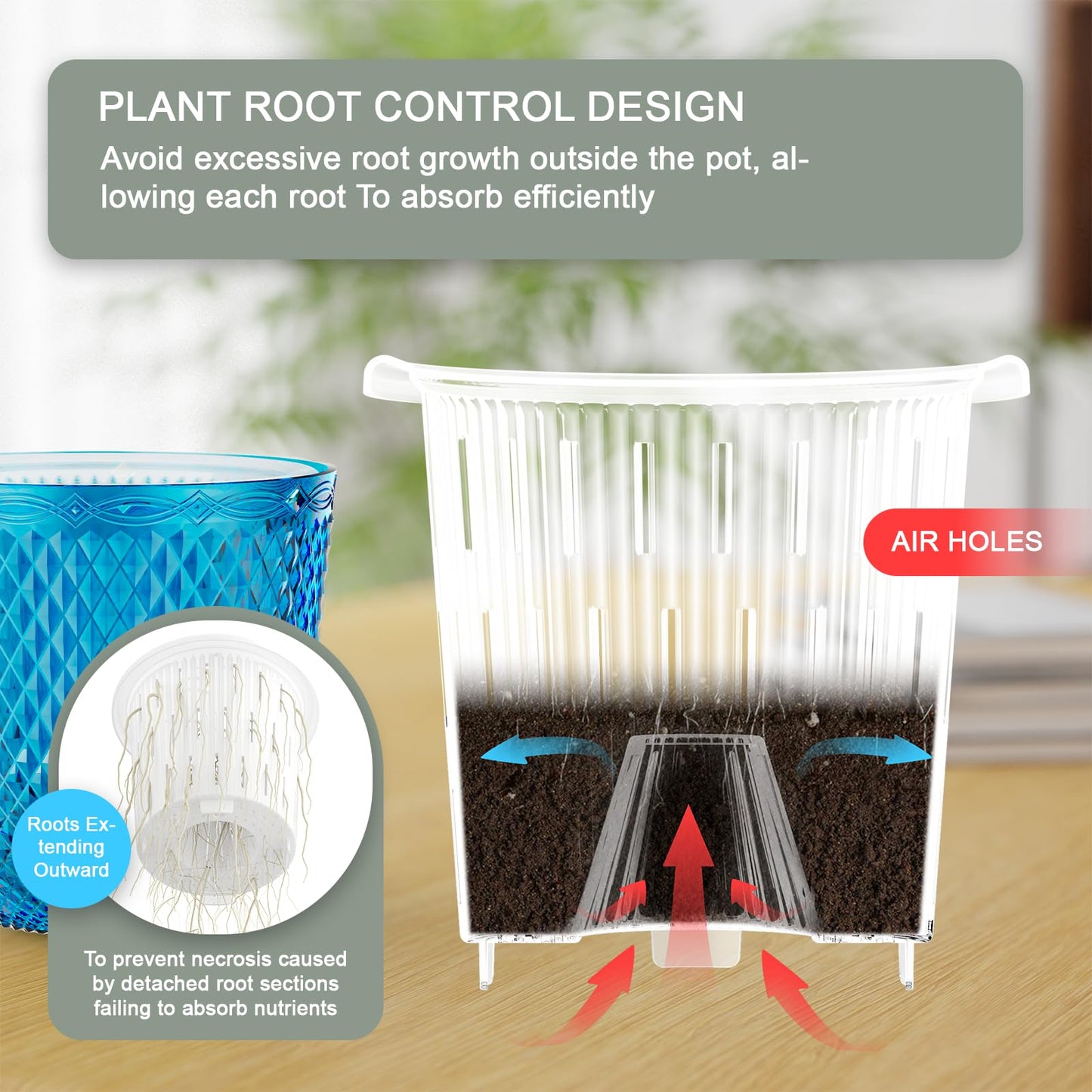 QCQHDU Hanging Planters for Indoor Plants, 2-Pack 5.7 Inch Self Watering Hanging Pots, Plastic Plant Hanger with Drainage Holes and 3 Hooks Chains for Garden Home (Klein Blue)