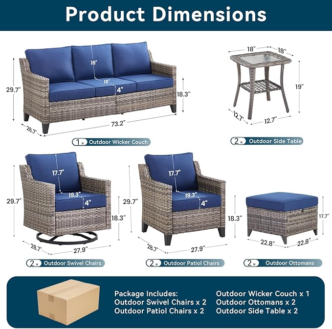 9 Piece Outdoor Patio Furniture Set-All Weather Outdoor Conversation Sets