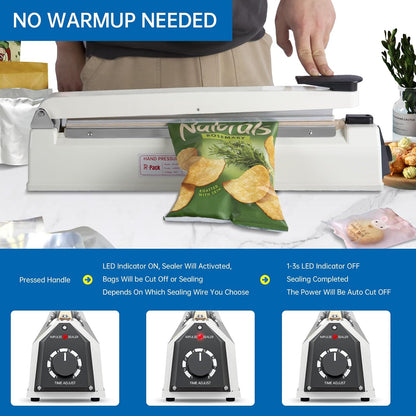 Impulse Heat Sealer, Heavy Duty Sealing Machine with Extra 2 Replacements(white, 32inch)