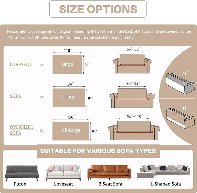 DREAMINGO Sofa Covers Washable Thick Chenille Couch Cover