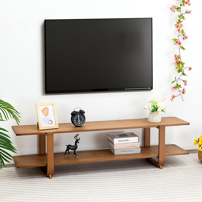 HollyHOME Bamboo TV Stand with Storage