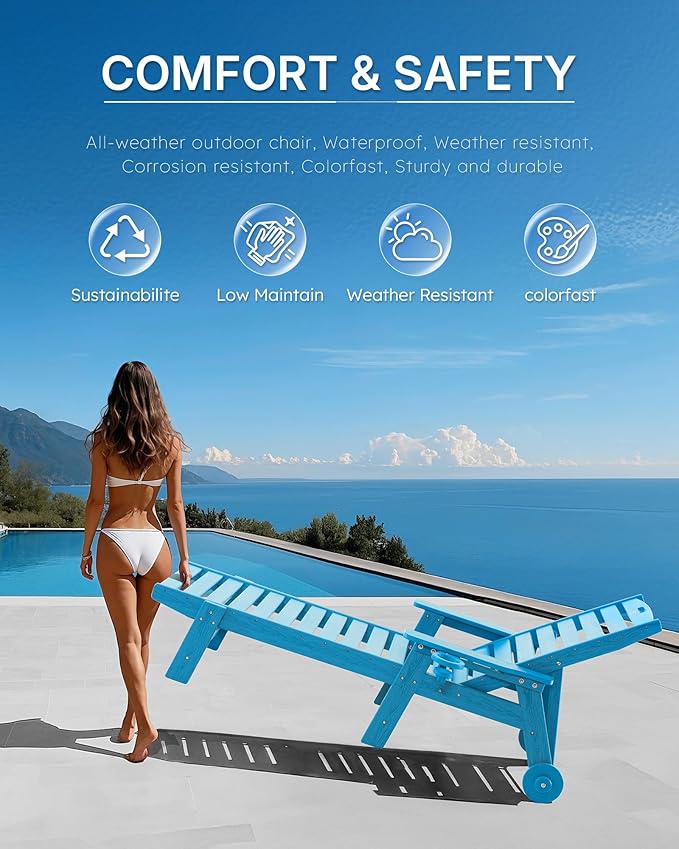 Patio Chaise Lounge Chair Set of 2, Oversize Lounge Chairs