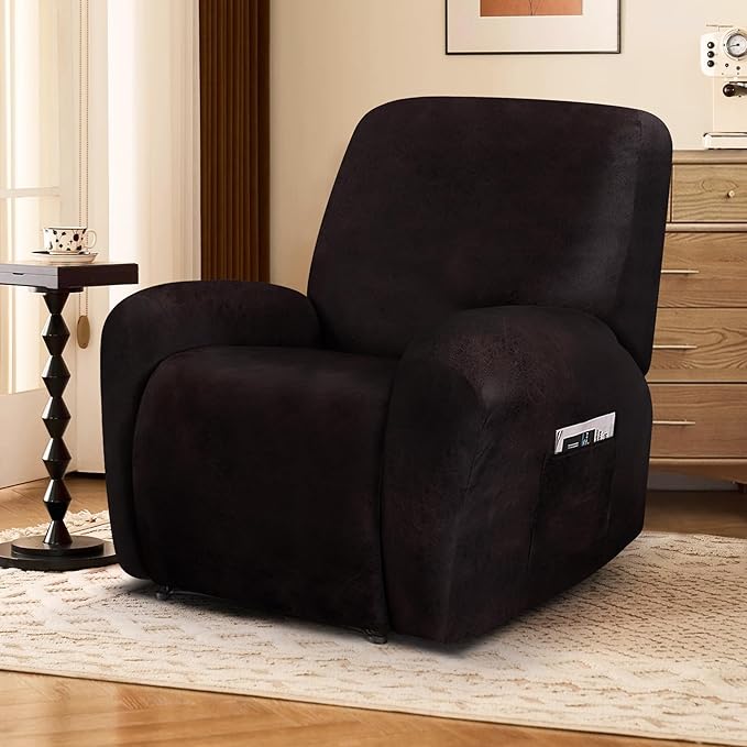 ANARACHON Leather Look Recliner Chair Covers, 4-Pieces Stretch Recliner Cover