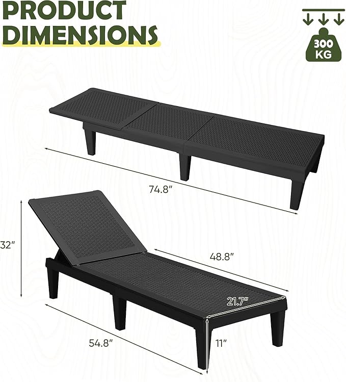 Devoko Outdoor Chaise Lounge Chair Set of 4