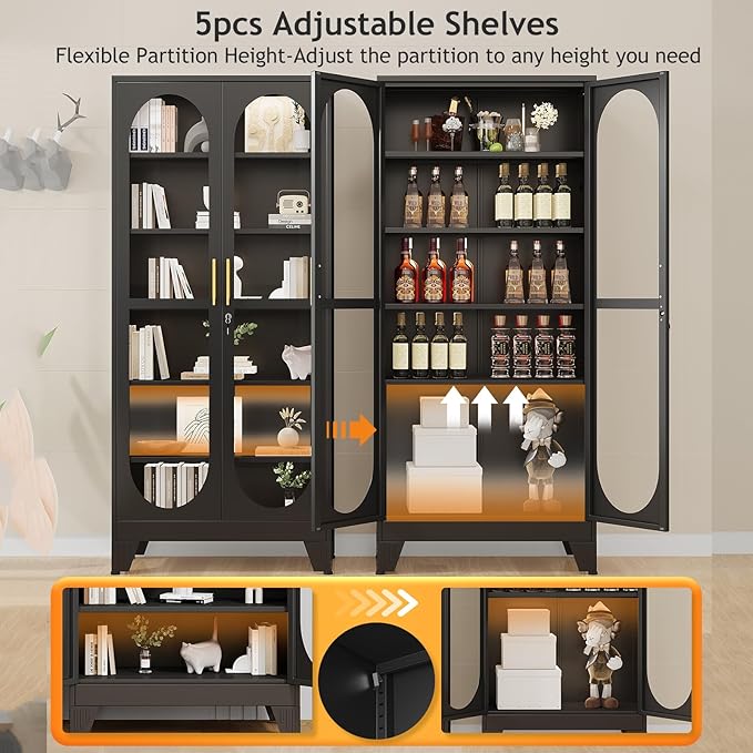 PAOFIN 75" H Locking Display Cabinet