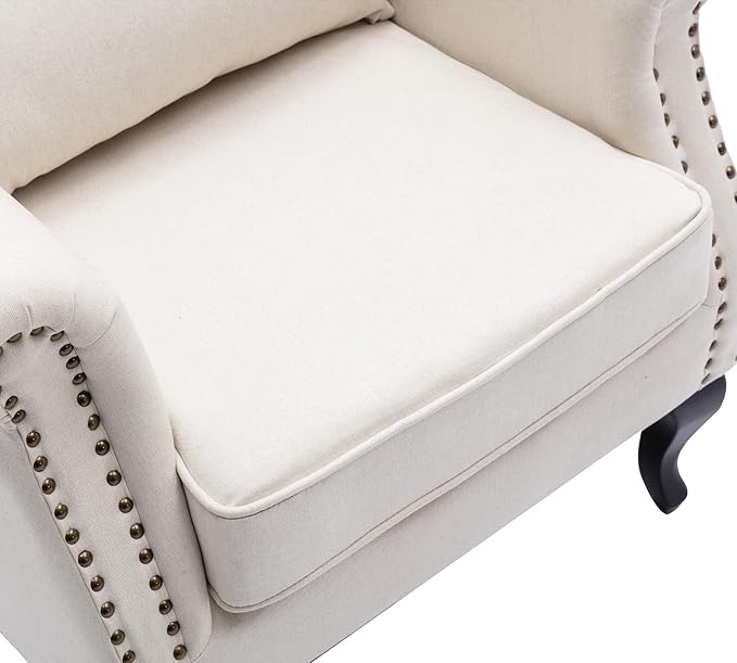 Mid Century Modern Accent Chair Upholstered Armchair Comfy Linen Fabric Single