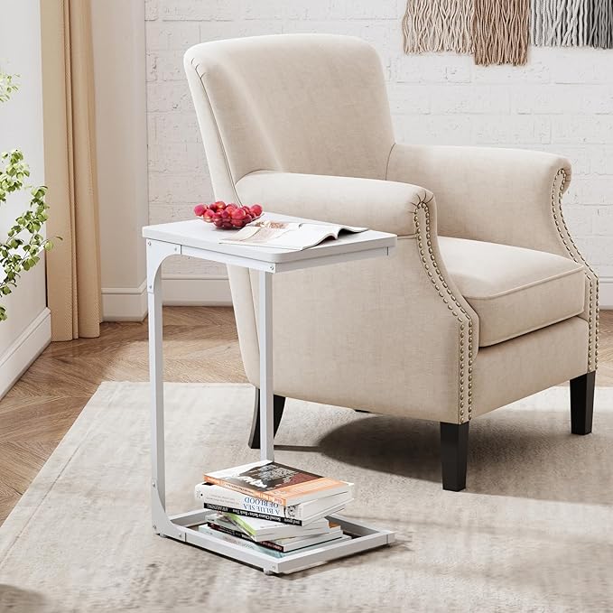 QEEIG C Table Side Table Set of 2 Living Room Sets C Shaped Couch Tray End