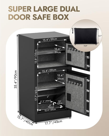 8.6 Cu Ft Safe Box Extra Large Heavy Duty Double Door Home Safe Fireproof and Waterproof Bag Security Safes with Removable Shelves Digital Safes with Hidden Lock Box for Money Files Medicines