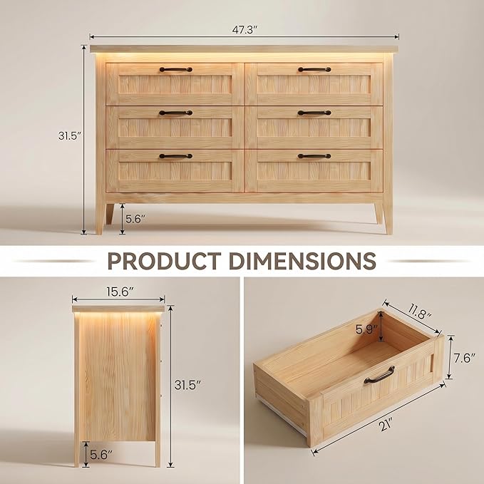 GarveeLife 6 Drawer Dresser