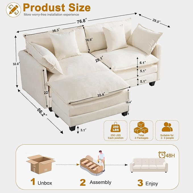 Cloud Chenille L-Shaped Sofa