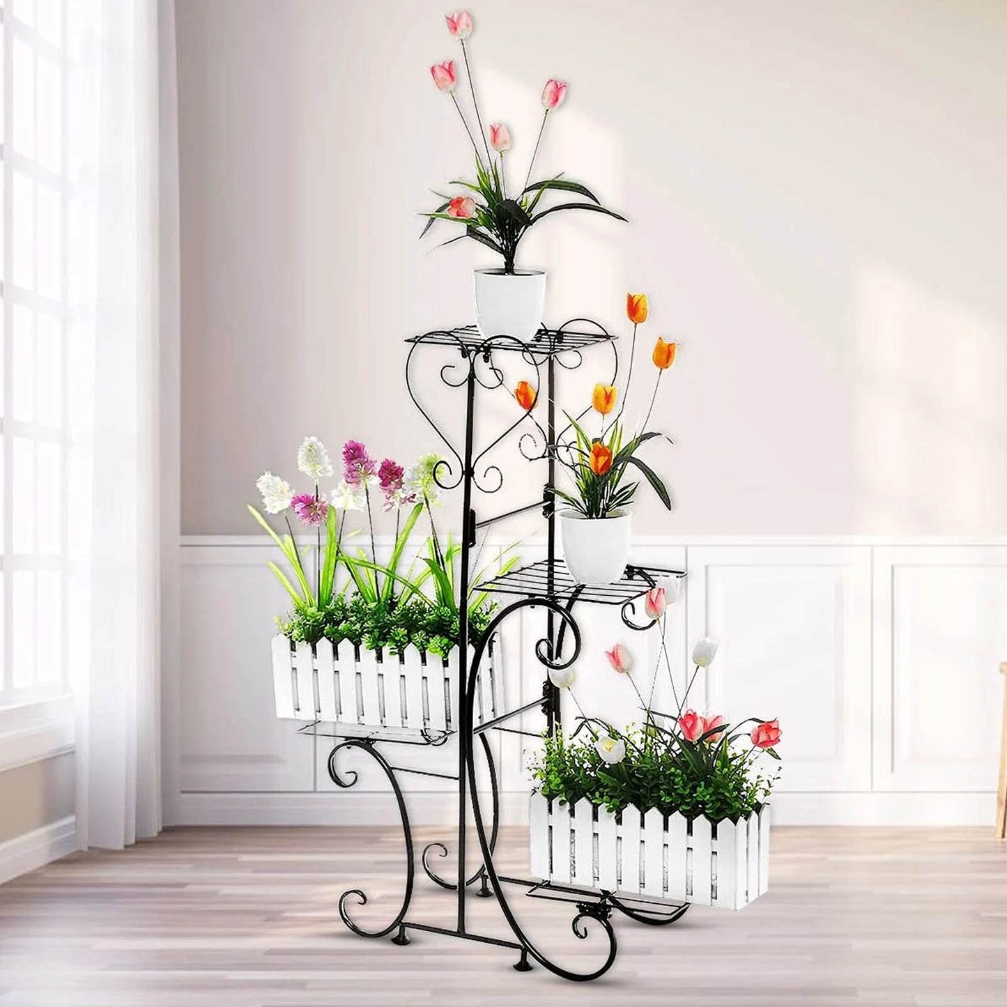 ZHOUYANB Plant Stand Tricycle Flower Pot Cart Bicycle Holder Rack For Home Garden Patio Shelves