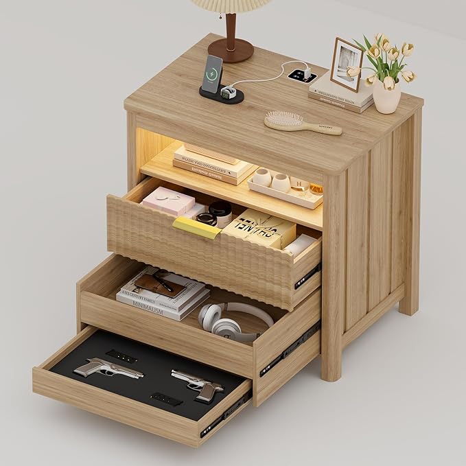 WOOVIVS End Table with Gun Drawer