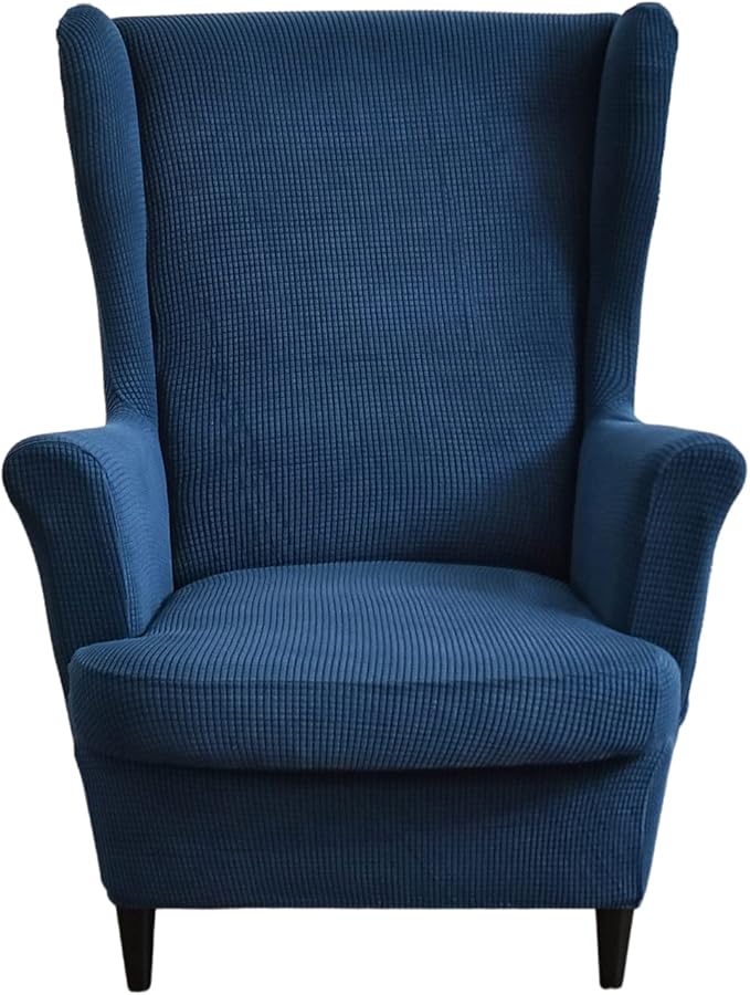 HAOYONG Jacquard Wingback Chair Cover Thickening Wing Armchair Covers Set of 2