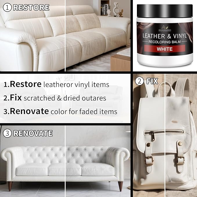 Leather Recoloring Balm with 100ml Mink Oil, Car Seats, Dye & Restorer