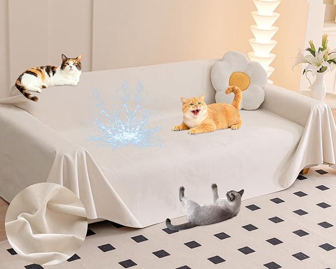 Loiion Velvet Sofa Cover, Ultra Soft Waterproof Non-Slip Couch Cover