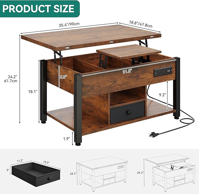 YITAHOME 4-in-1 Lift Top Coffee Table