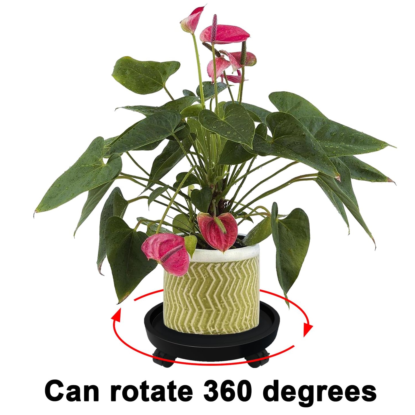 RUENXG 2-Pack 13" Heavy Duty Plant Caddy with Lockable Wheels, Industrial-Grade Rolling Plant Stand for Indoor/Outdoor Potted Plants, Flower Pots & Garden Decor - Black