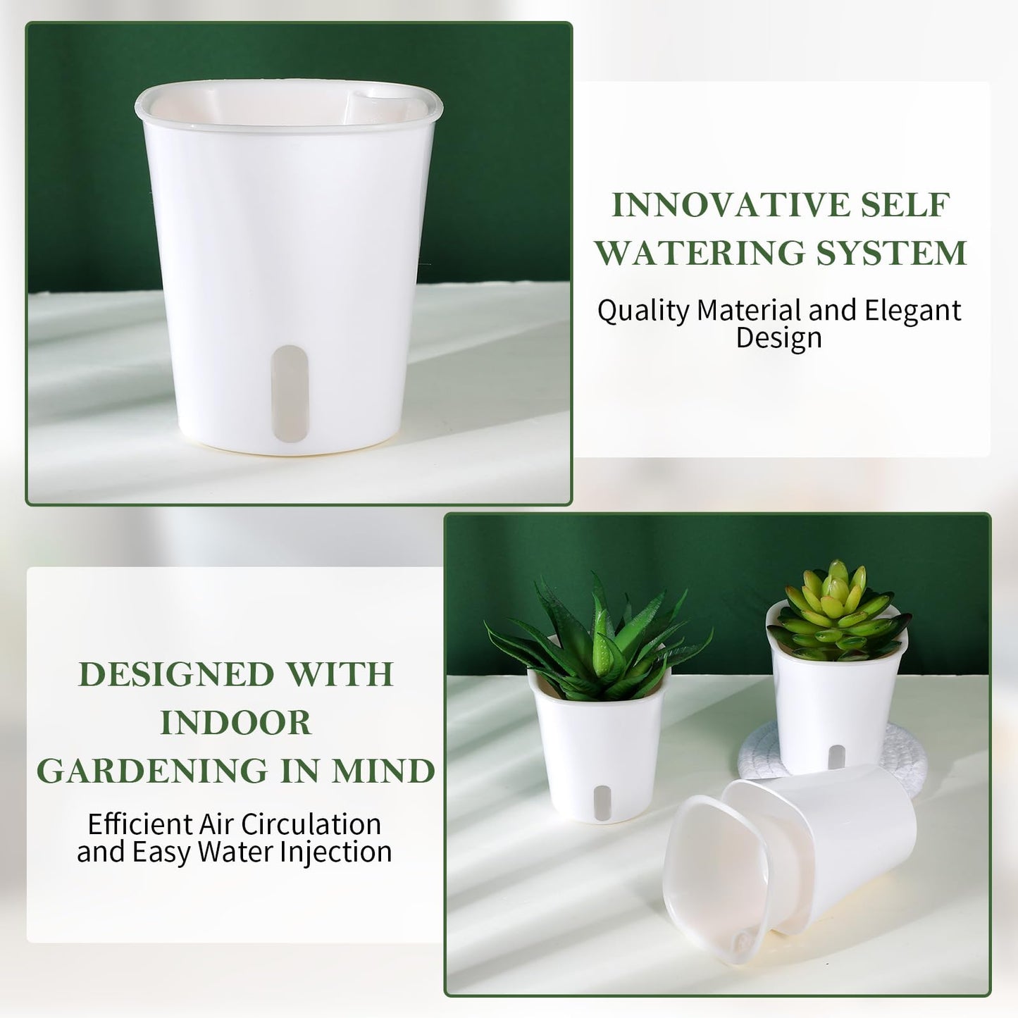 mekueeex 20 Pcs 3 Inch Self Watering Pots Self Watering Planters for Indoor Plants Plastic Self Watering Plant Pot Garden Flower Pots with Water Level Indicator Vents for Herbs ﻿