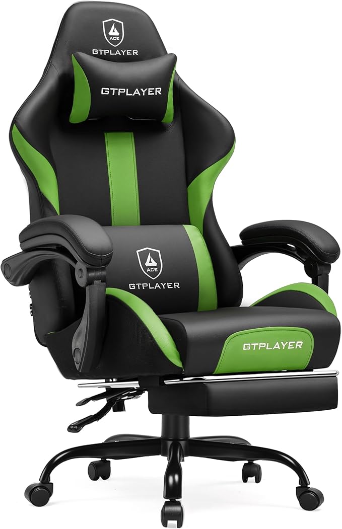 GTPLAYER Gaming Chair with Pocket Spring Cushion, Leather Office Chair with