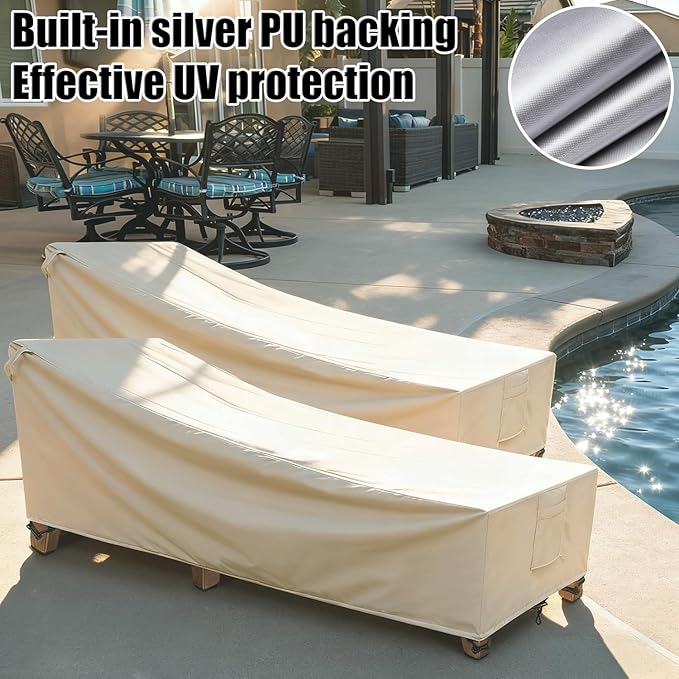 Outdoor Chaise Lounge Covers Waterproof Patio Lounge Chair Covers, 600D