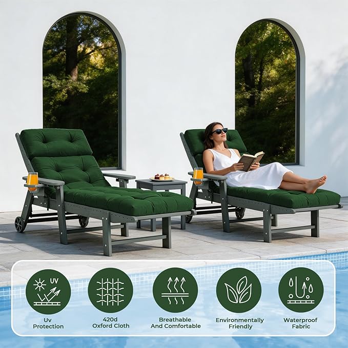 Chaise Lounge Cushion Outdoor, Waterproof Thick Patio Lounge Chair Cushion