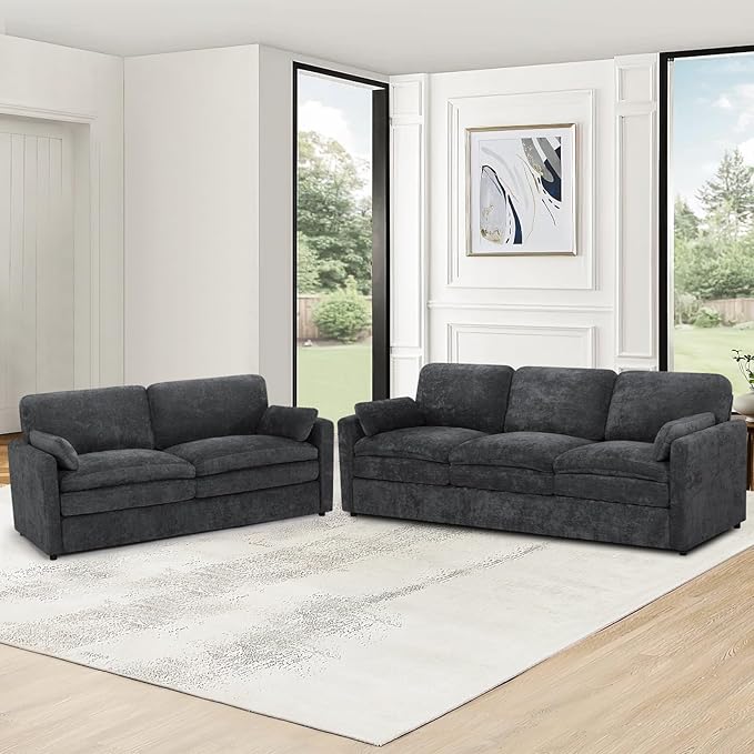 2 Pieces Chenille Sofa Set