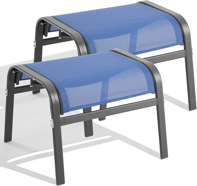 ONBRILL Outdoor Ottoman Set of 2, All Weather Outdoor Foot Stool