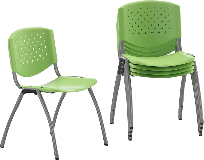 Flash Furniture HERCULES -5 Pack 880 lb. Capacity Green Plastic Stack Chair |