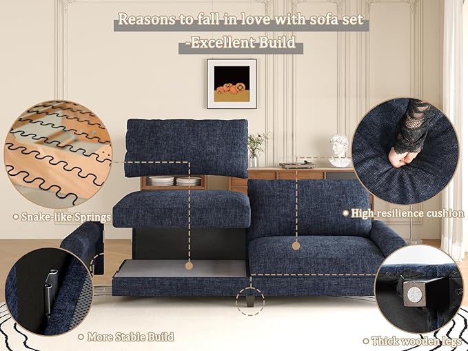 EASE MOOSE 70.6" Modern Deep Seat Loveseat Couch, Soft Chenille Sofa