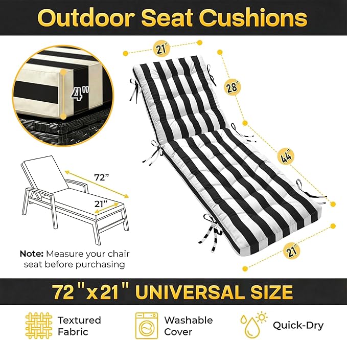 Folding Chaise Lounge Cushion Quick Dry