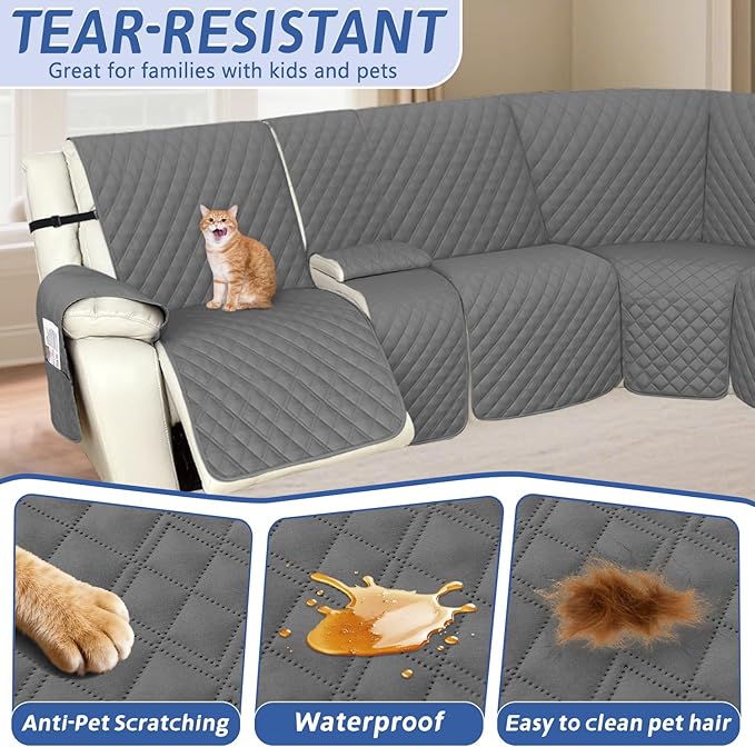 Arfntevss Recliner Sectional Couch Covers 1OO% Waterproof L Shape Sofa Cover