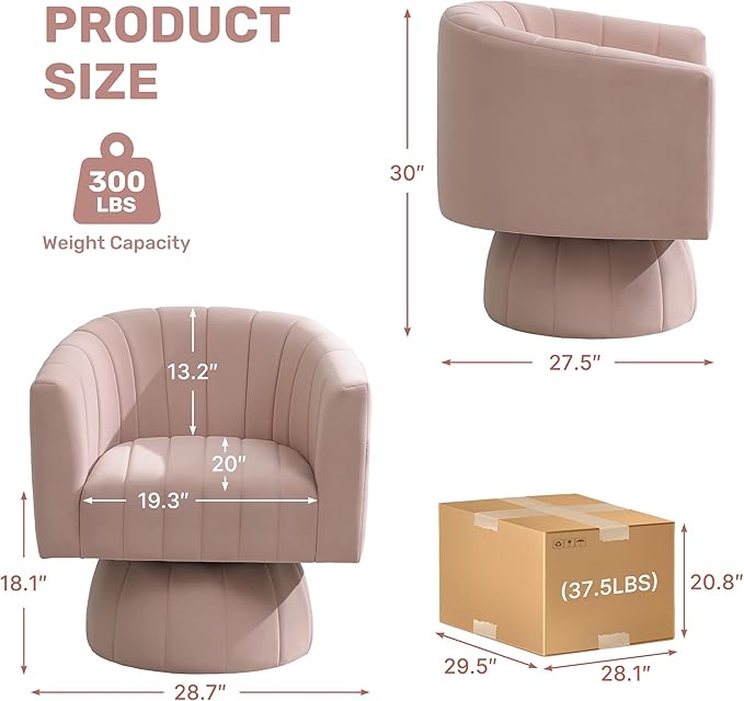 Swivel Accent Barrel Chair Set of 2, Cute Comfy Small Round 360° Arm Chair