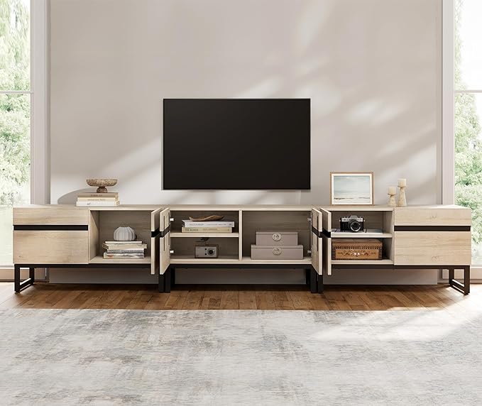 WAMPAT Modern TV Stand for 32-110 Inch TVs, Wood Entertainment Center
