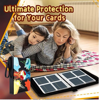 Card Binder 4 Pocket with Zipper, Trading Card Holder 50 Removable Sleeves – Holds 400 Cards, 3-Ring Album Case for Sports & Game Cards, Gift for Boys Girls (4 Pocket 400)