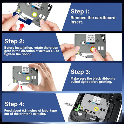 TZE-231 Label Maker Tape 12mm 0.47 Laminated Black on White 1/2" x 8m Replacement for Ptouch TZ TZE TZE231 Label Tape Cassette for PT-D220 PTD220 D220 PT-D210 PTD210 PT-H110 PT-D200 PT-D410 (10 Pack)