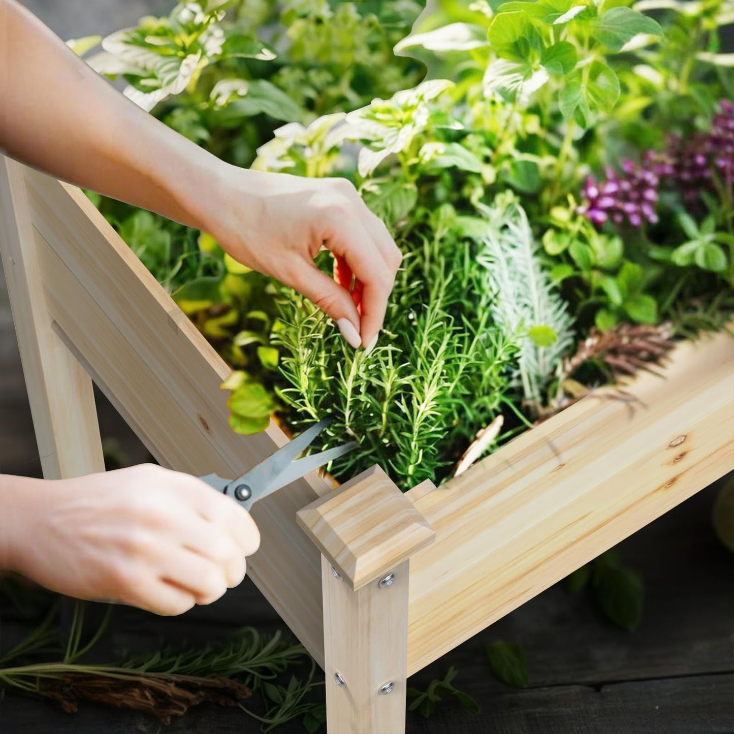 48x24x31IN Elevated Wooden Raised Garden Bed with Legs, Reinforced Large Planter Box for Vegetable Flower Herb Outdoor, Standing Growing Bed forGardening/Backyard/Patio/Balcony, Liner Included