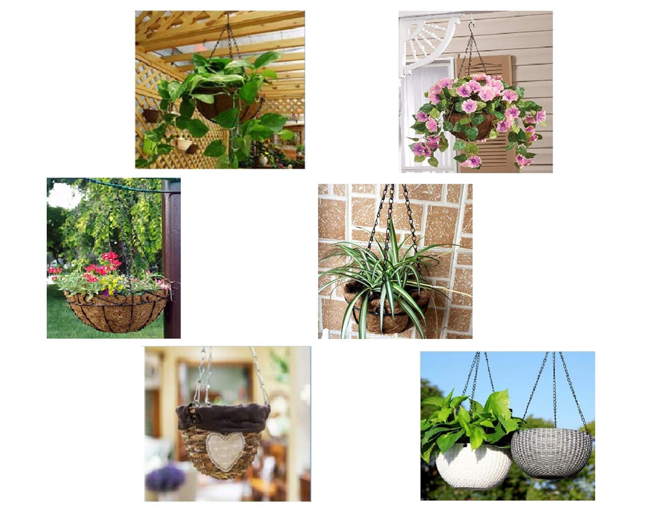 WINCSPACE Black Hanging Basket Chains 3 Leads Flower Plant Pot Replacement Chain with Hooks Hanger for Bird Feeders, Planters, Lanterns and Ornaments 5 Pack Choose Length (20inch)