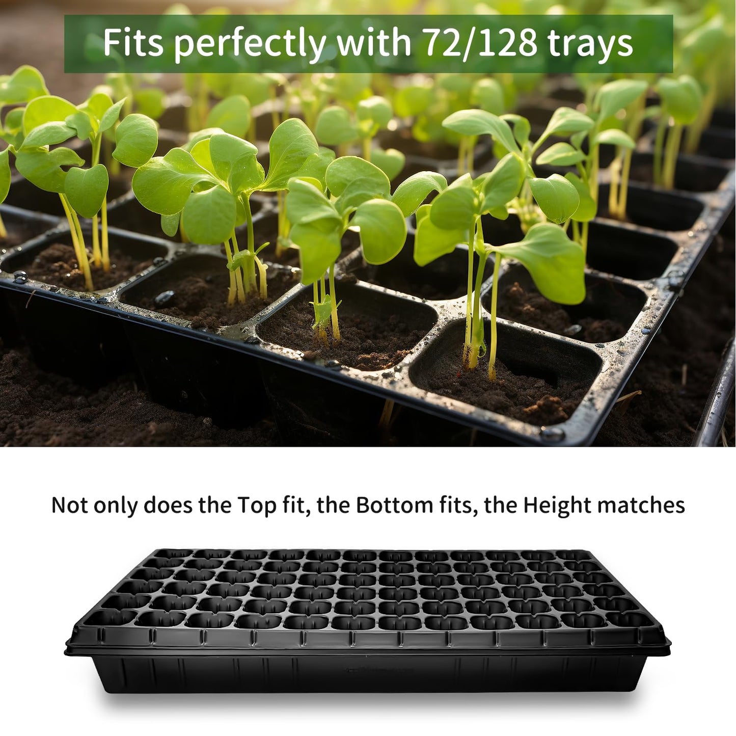 RooTrimmer Growing Trays, 1020 Plant Nursery Trays Heavy Duty Seed Starter Flat Seedling Tray for 72/128 Cell Plug Tray Transplant Growing Microgreens (21"×11", 10 Pack, 1.6" Deep, Without Holes)