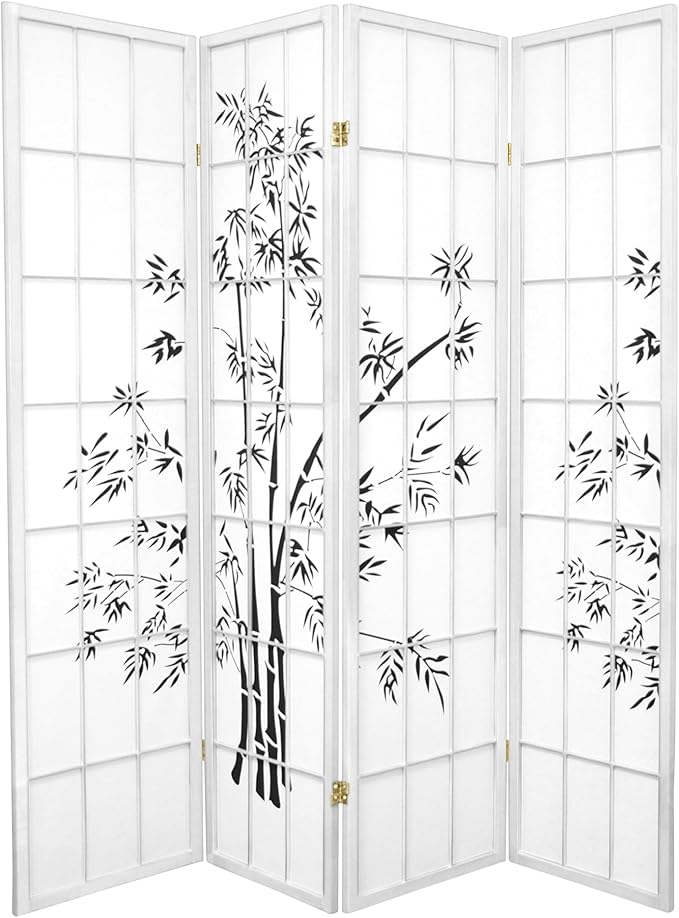 Red Lantern 6 ft. Tall Lucky Bamboo Shoji Screen