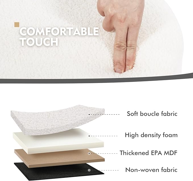 PINPLUS Round Ottoman with Storage Set of 2, Vanity Stool with Tray Storage