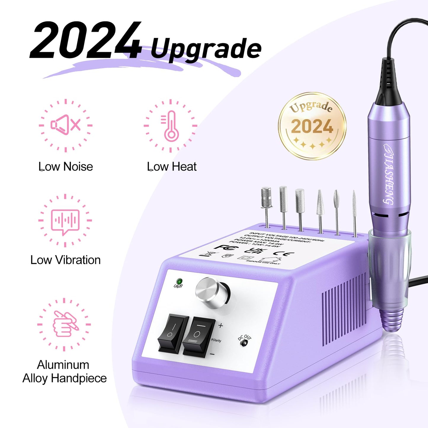 20000RPM Electric Nail Drill Professional Nail File Drill Acrylic Nails Kit for Manicure Gel Nail Polish Remover with 1 Pack of Sanding Bands(Pink)
